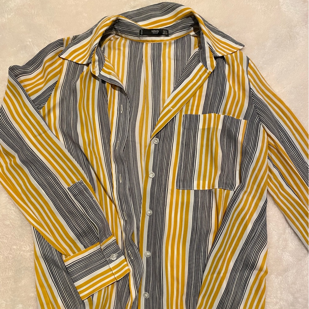 Mango striped button up shirt